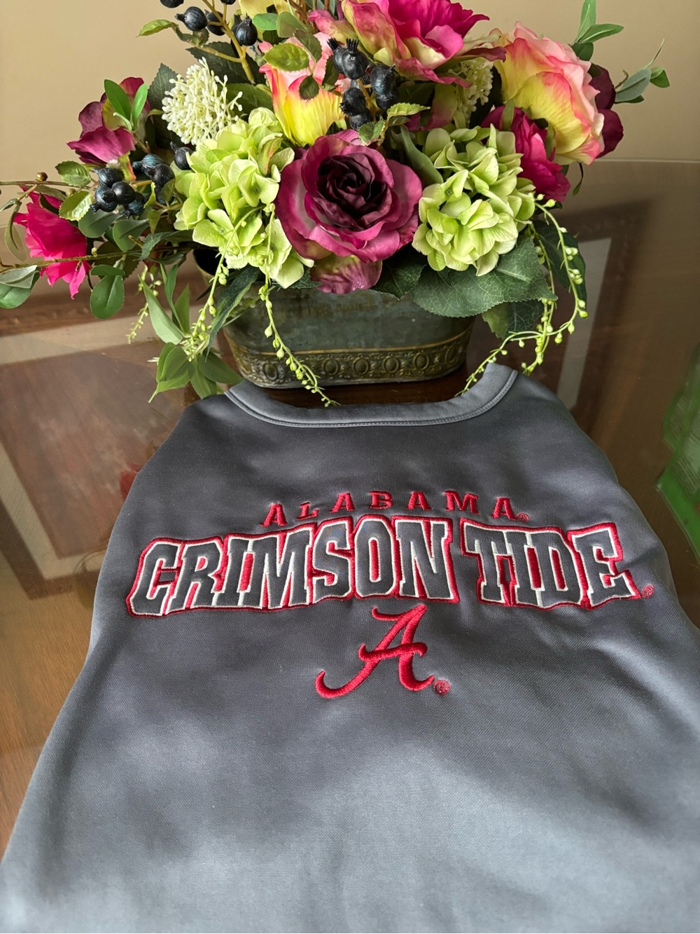Champion Gray Crewneck Sweatshirt with Crimson Tide Red Logo Size M